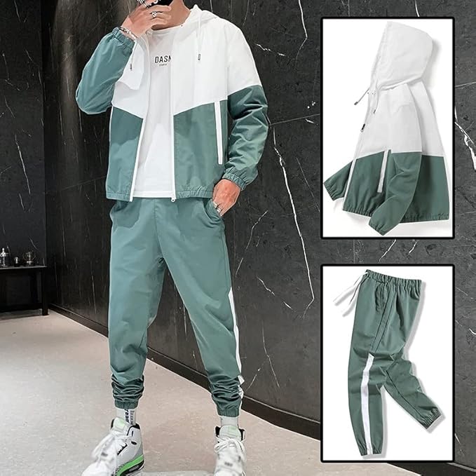 Patchwork Casual Men's 2-Piece Set | Korean Streetwear Fitness Outfit