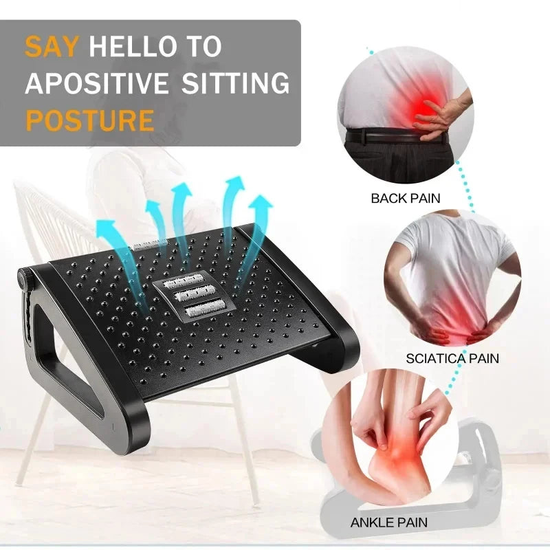 Ergonomic Under Desk Foot Rest, 3 Colors Portable Adjustable Stool, Comfort Leg Support for Work Study